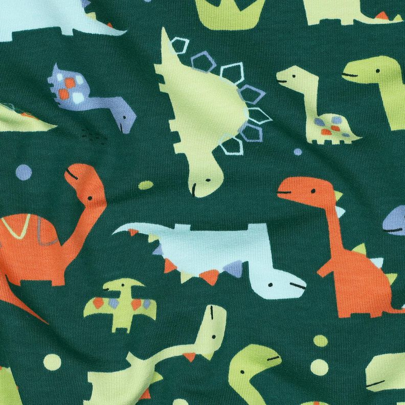 Sommarsweat dinosaurier | Poppy Fabrics – blågran/ljusgrön, image number 2