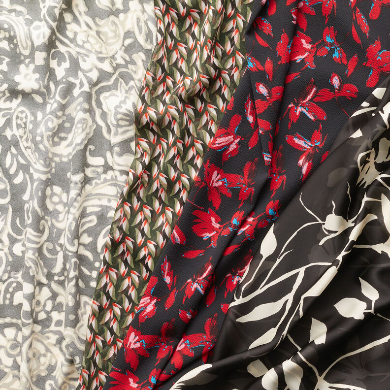 Fin satin bladrankor – svart/vit,  image number 5