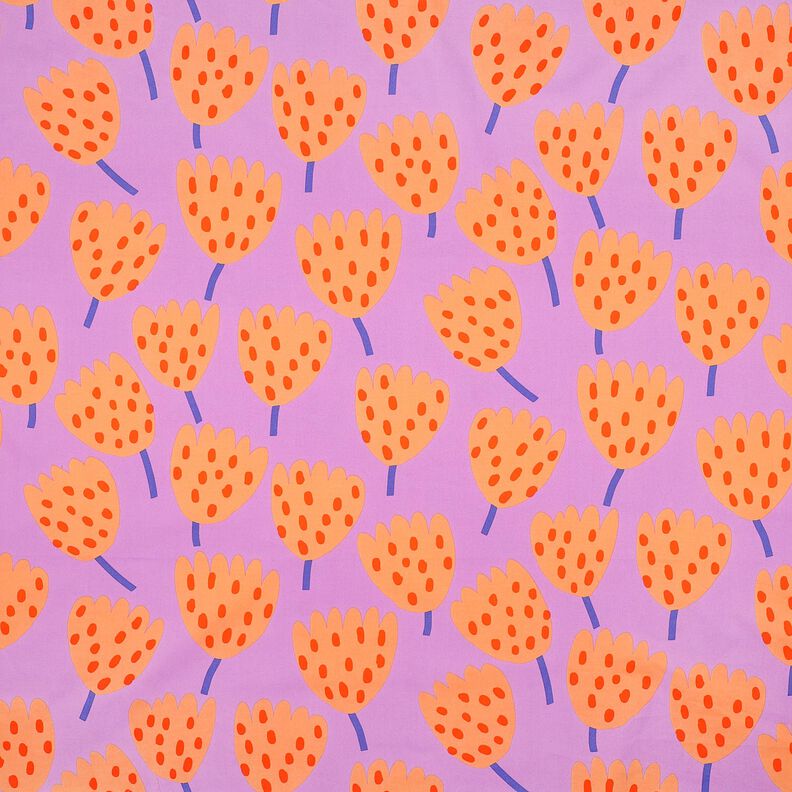 Bomullspoplin Tulips | Nerida Hansen – lavender/persikofärgad,  image number 1