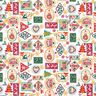 Bomullstyg Poplin julbilder – vit/karminröd,  thumbnail number 1