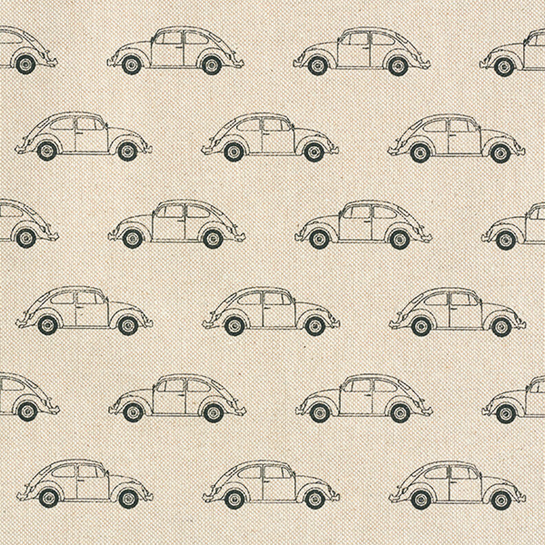 Dekorationstyg halvpanama VW bubbla mini – natur/svart,  image number 1