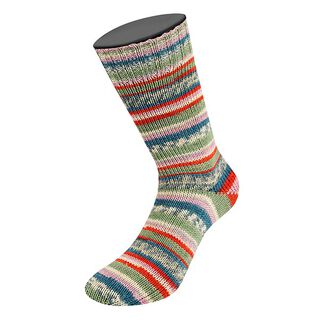 LANDLUST Sockenwolle „Bunte Bänder“, 100g | Lana Grossa – rött/blå, 