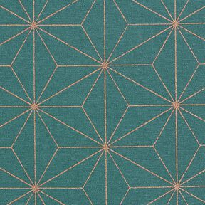 Dekorationstyg Canvas Artdeco-stjärnor – petrol/guld, 