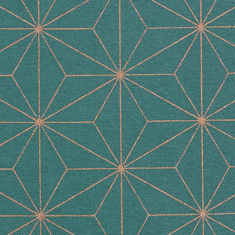 Dekorationstyg Canvas Artdeco-stjärnor – petrol/guld,  image number 1