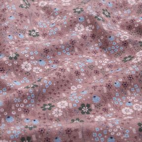 Bomullsjersey skogsblomsteräng Digitaltryck – mörk gammalrosa, 