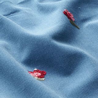 Babymanchester småblommor broderimotiv – stålblått, 