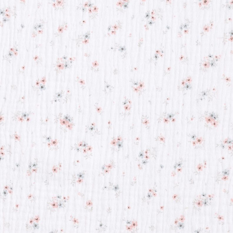 Muslin/Dubbel-krinkelväv romantiska blommor – vit,  image number 1