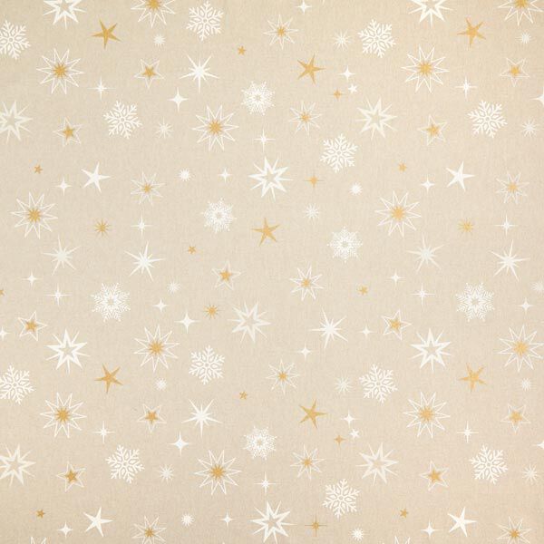 Dekorationstyg Halvpanama Skimrande stjärnor – guld/vit,  image number 1
