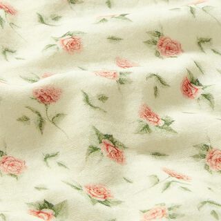 Muslin/Dubbel-krinkelväv små rosor Digitaltryck | Stenzo – yllevit, 