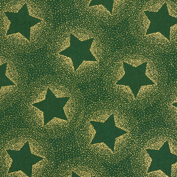 Bomullstyg Poplin stjärnor guldstoft – grön/guld, image number 1