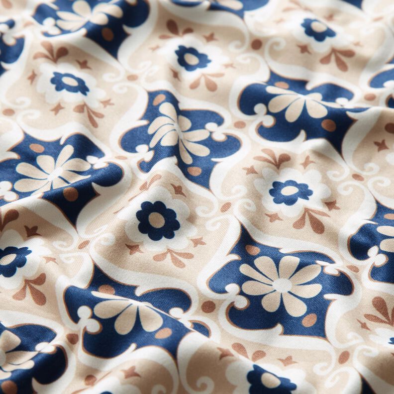 Jersey blommor ornament – beige/marinblått, image number 2