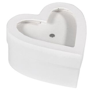 Papier-maché Presentask med strölock Hjärta [S] | Rayher – vit, 