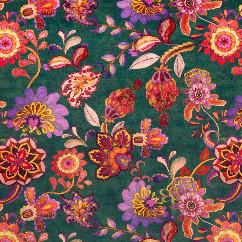 Dekorationssammet blomrankor – blågran/rose, image number 1