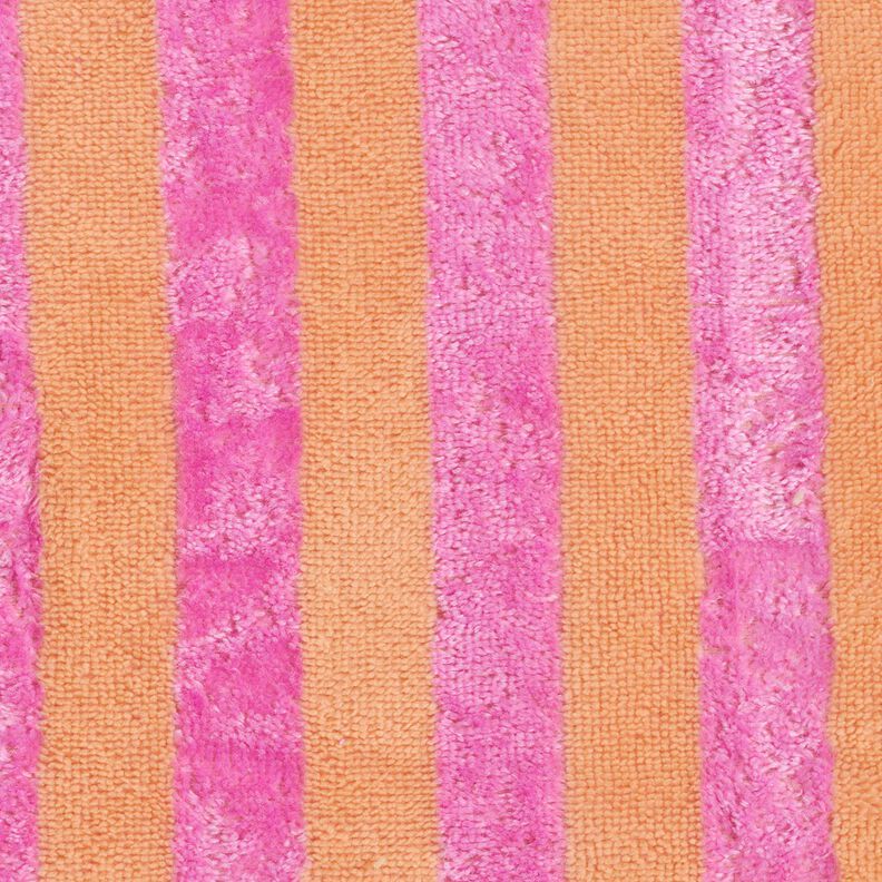 Frottétyg Bambus blockränder – ljusorange/pink,  image number 1