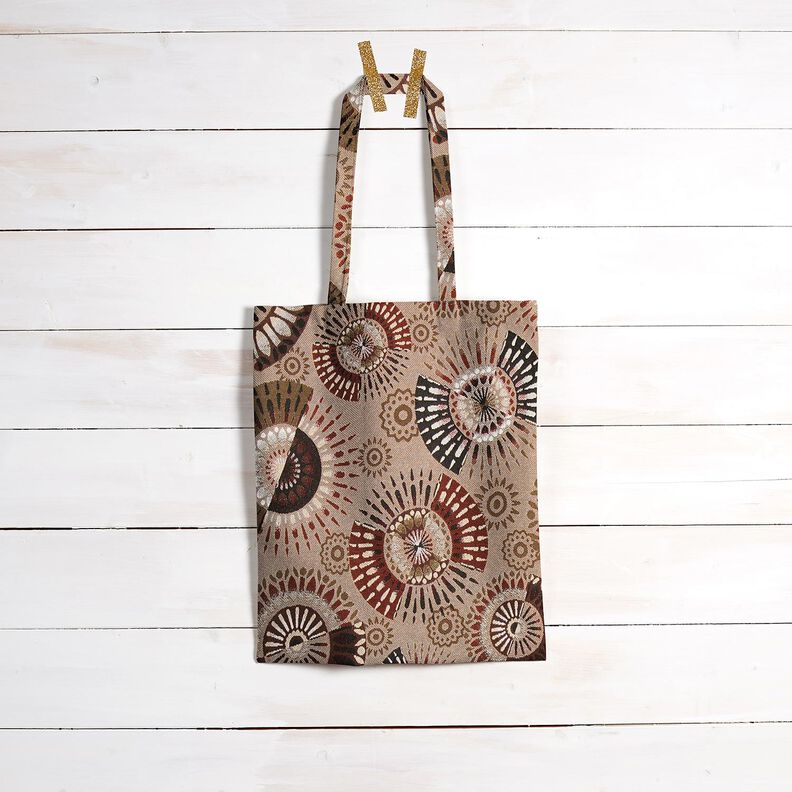 Dekorationstyg Jacquard Elegant mandala – mörk gråbrun/burgunder, image number 7