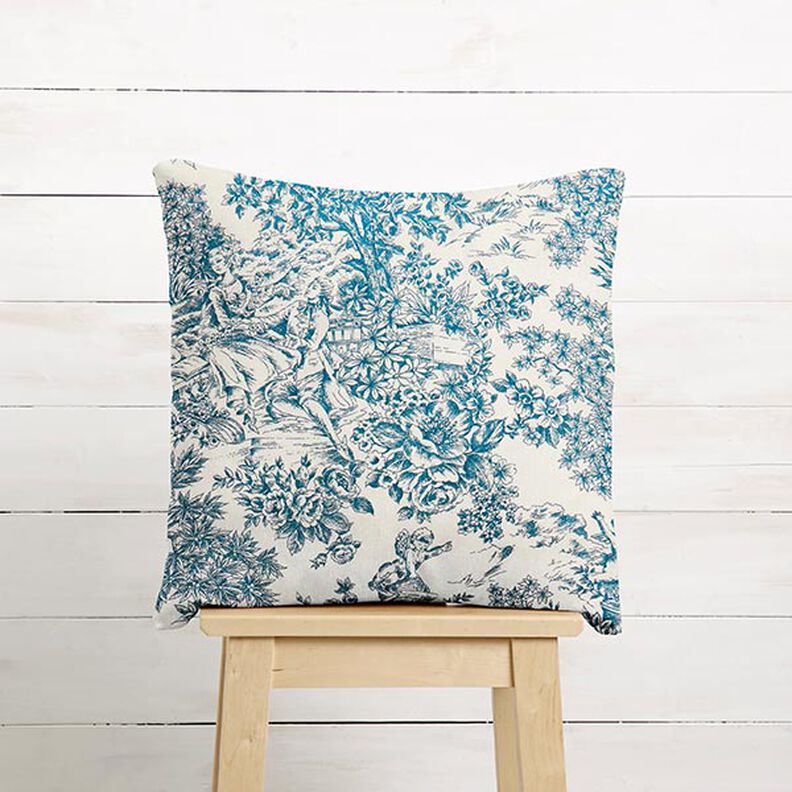 Dekorationstyg Canvas Toile de Jouy 280 cm – blå,  image number 6