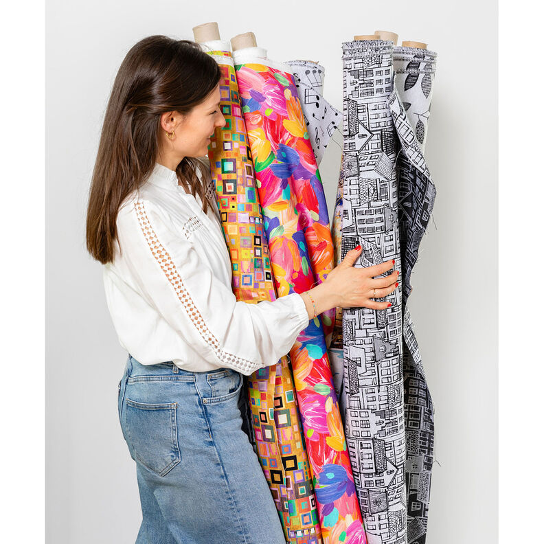 Dekorationstyg Jacquard by i linjekonst – svart/vit, image number 6
