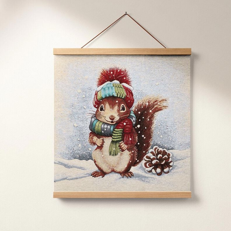 dekorationspanel Gobeläng söt ekorre – ljusbeige/brons,  image number 6