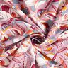 Viskostyg Grafiska blommor och blad – yllevit/mörk gammelrosa,  thumbnail number 3