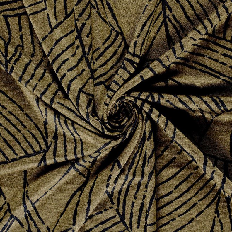Romanitjersey abstrakta blad – mörk-oliv/svart, image number 3
