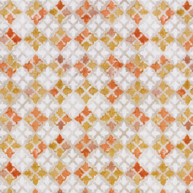 Bomullspoplin orientaliskt kakelmönster Digitaltryck – dimgrå/koppar, image number 1