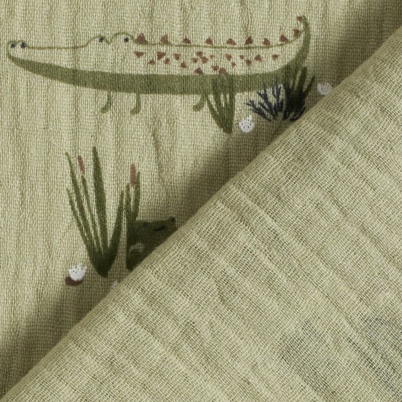 Muslin/Dubbel-krinkelväv Krokodiler och grodor – vass,  image number 4
