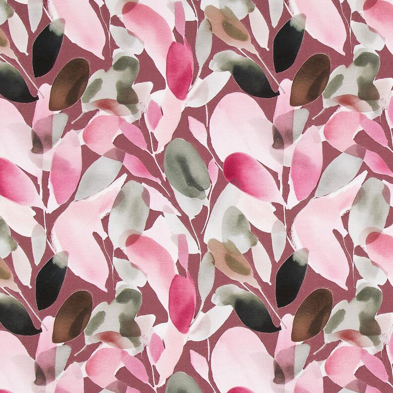 Bomullsjersey Digitaltryck med akvarellblommor – bleklila/vass,  image number 1
