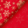 Bomullstyg Poplin snökristaller – röd/guld,  thumbnail number 4