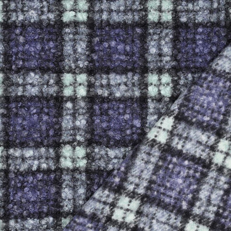 Stickad Bouclé Check – lila/ljus mint, image number 4
