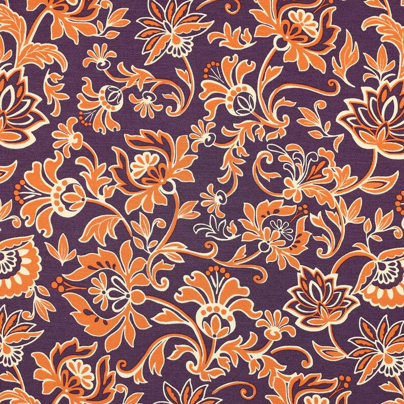 Romanitjersey Paisleyblommor | Poppy Fabrics – lila, image number 1