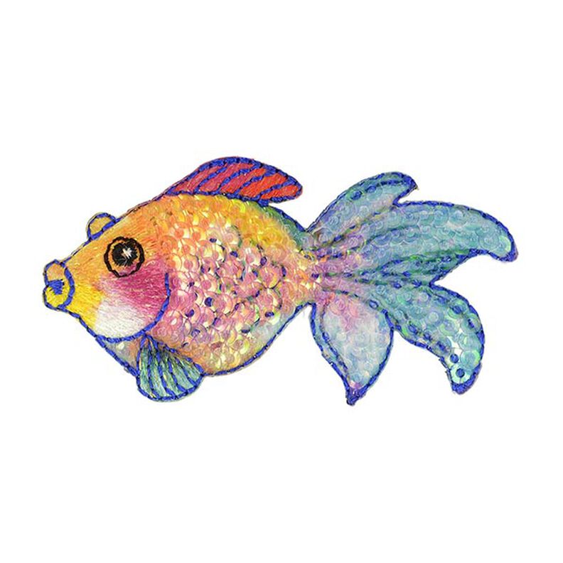 Applikation Fisk [ 3 x 7 cm ] – brandgul/turkos,  image number 1