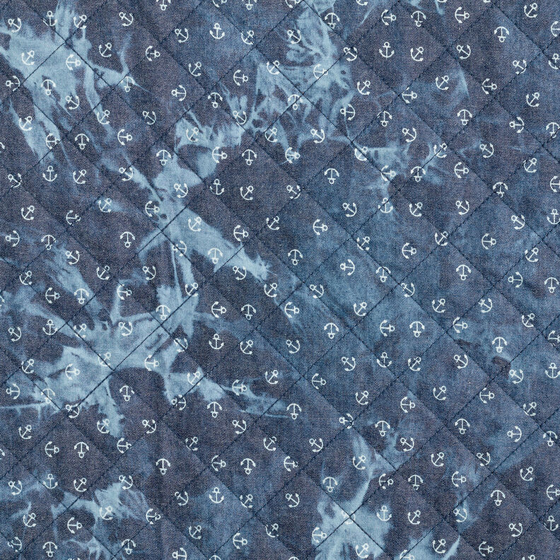 quiltat tyg chambray ankare batik – jeansblå,  image number 6