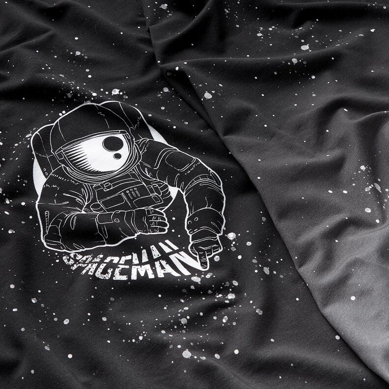 French Terry Panel Spaceman | Glitzerpüppi – svart/vit,  image number 2
