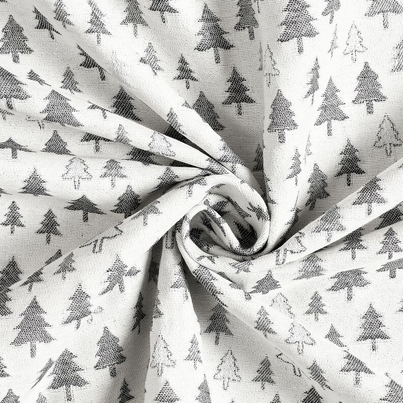 Dekorationstyg Jacquard glittrande granar – antracit/silver,  image number 3