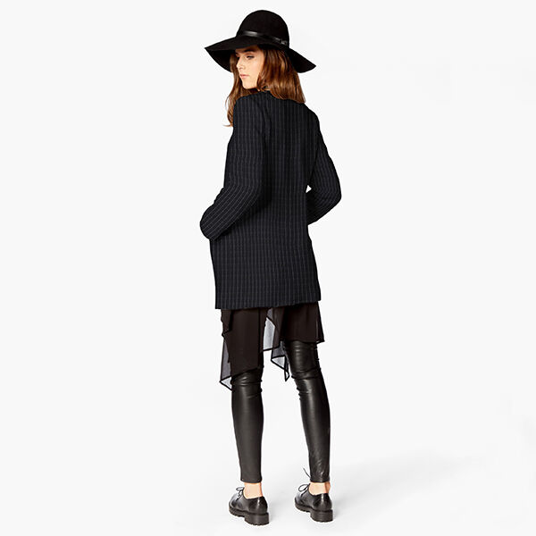 Stickad jacquard uppruggad kritstrecksränder – svart, image number 7