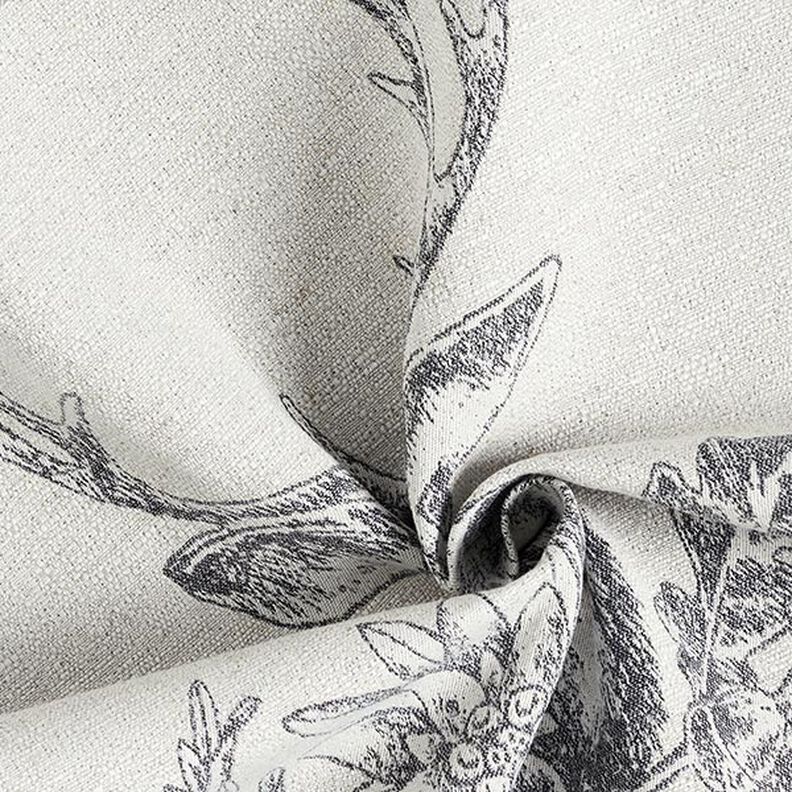 dekorationspanel Gobeläng rådjur med edelweiss – grått,  image number 3