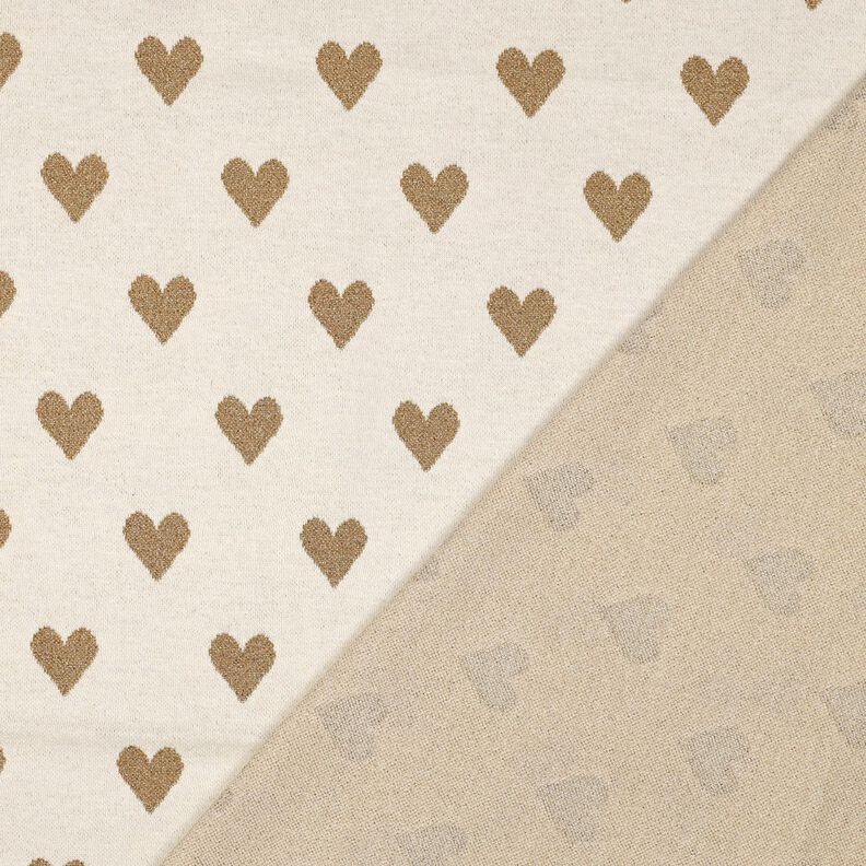 Jacquard Jersey glitterhjärtan | Poppy Fabrics – natur/guldmetallic, image number 4