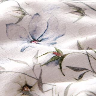 Ekologisk bomullsjersey akvarell-blomsteräng – dimgrå/stålblått, 