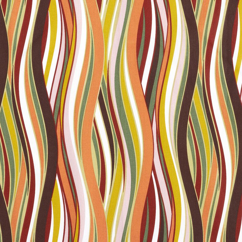 Bomullstyg Kretong b&ouml;jda r&auml;nder &ndash; vit/ljusorange,  image number 1