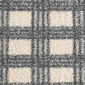 Stickad Bouclé rutor – yllevit/grått, 