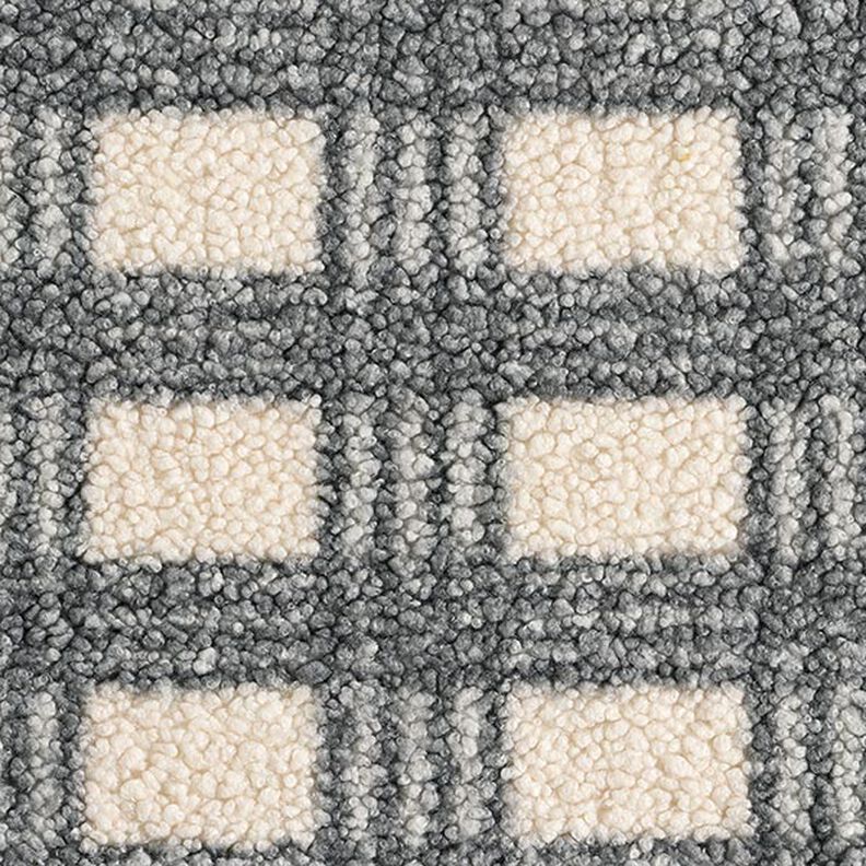 Stickad Bouclé rutor – yllevit/grått,  image number 1