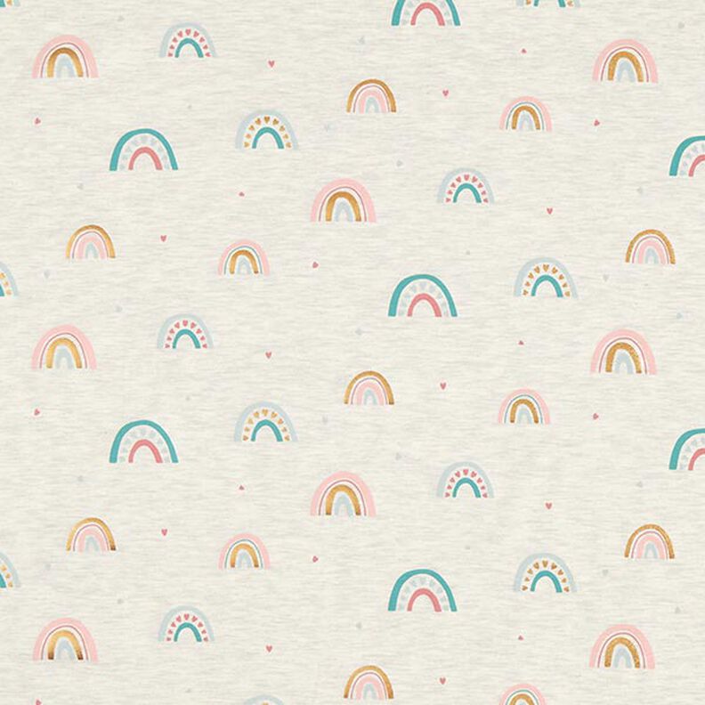 Bomullsjersey regnbågar Folietryck – natur/ljusgrått,  image number 1