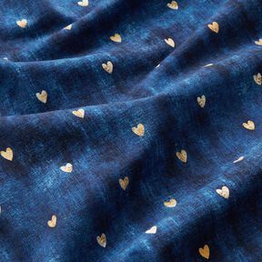 Bomullsjersey Gyllene hjärtan | Glitzerpüppi – indigo, 