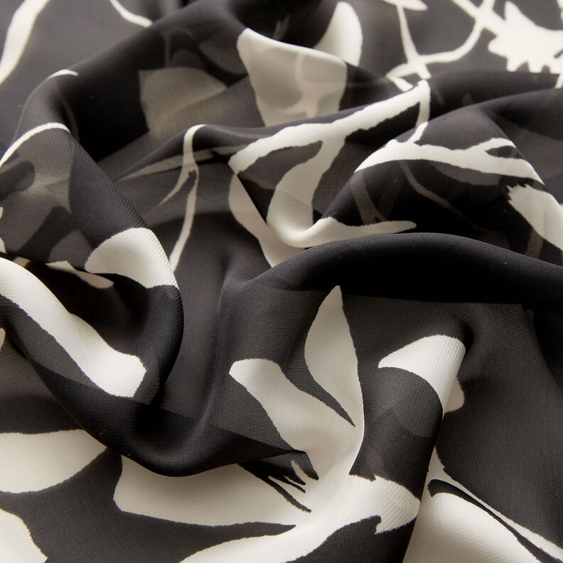 Fin satin bladrankor – svart/vit,  image number 2