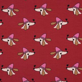 Sommarsweat hund med hatt | Poppy Fabrics – mörkröd/pink, 