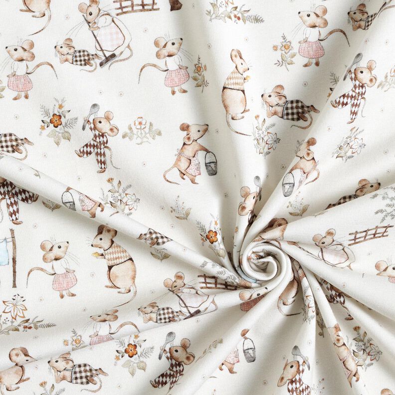 Bomullsjersey musfamilj Digitaltryck – yllevit,  image number 3