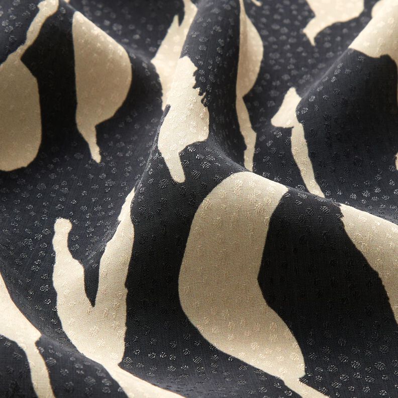 Viskostyg abstrakt zebra mönster – svart/ljusbeige,  image number 2