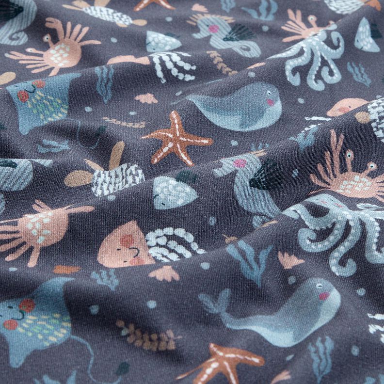 Bomullsjersey Söta sjöstjärnor Digitaltryck | Poppy Fabrics – nattblå,  image number 2