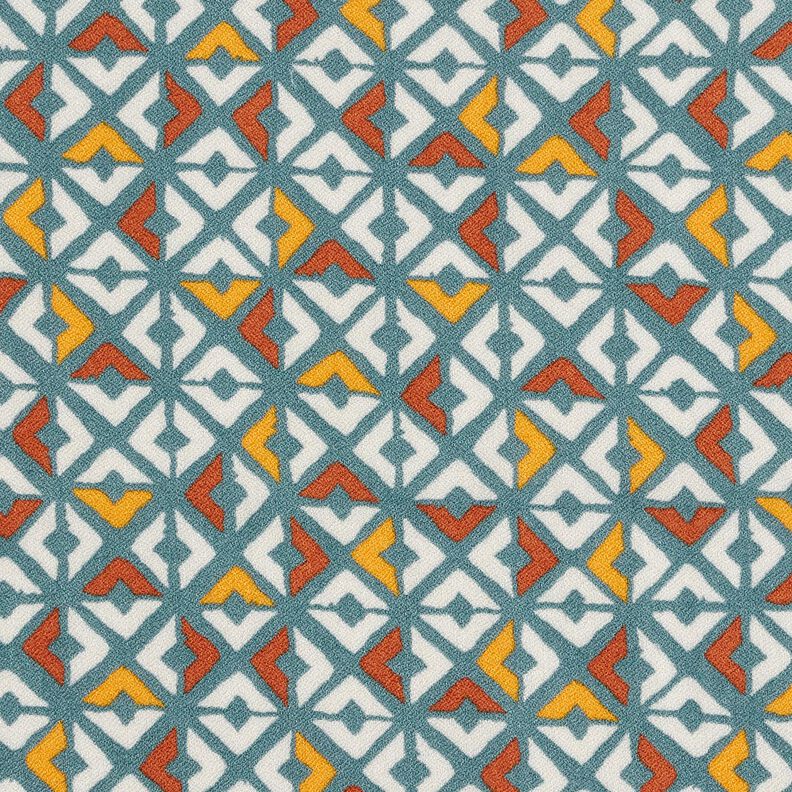 Viskoscrêpe retro diamanter – petrol/yllevit,  image number 1