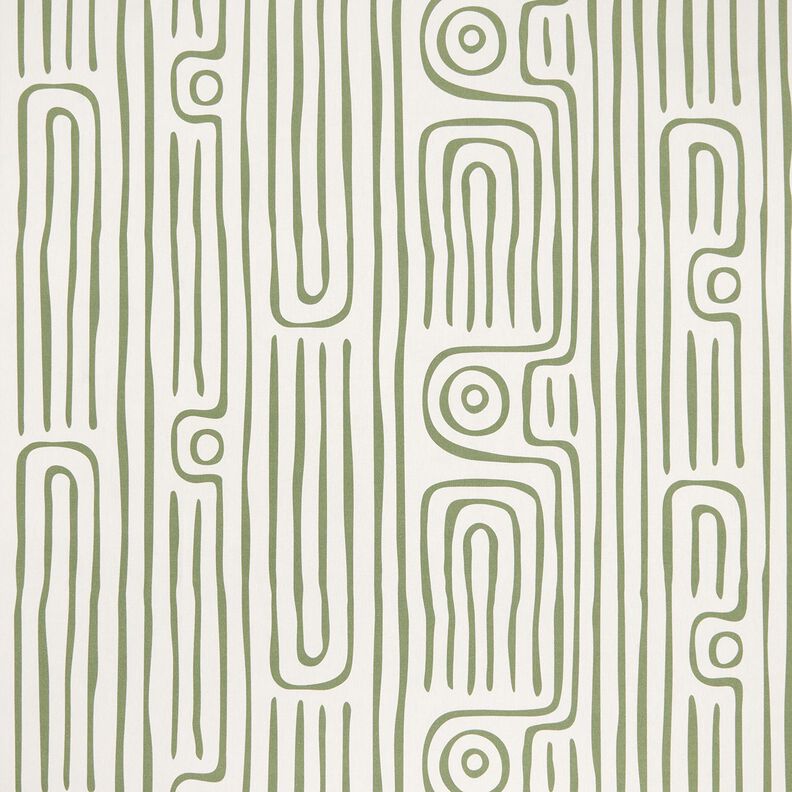 Dekorationstyg Halvpanama abstrakt randigt mönster – pinjegrön/natur, image number 1